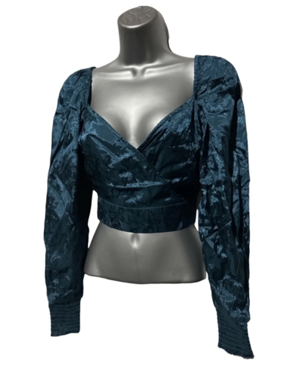 NWT Band of the Free Camille Crossover Crop Top Deep Teal XS - Picture 3 of 9